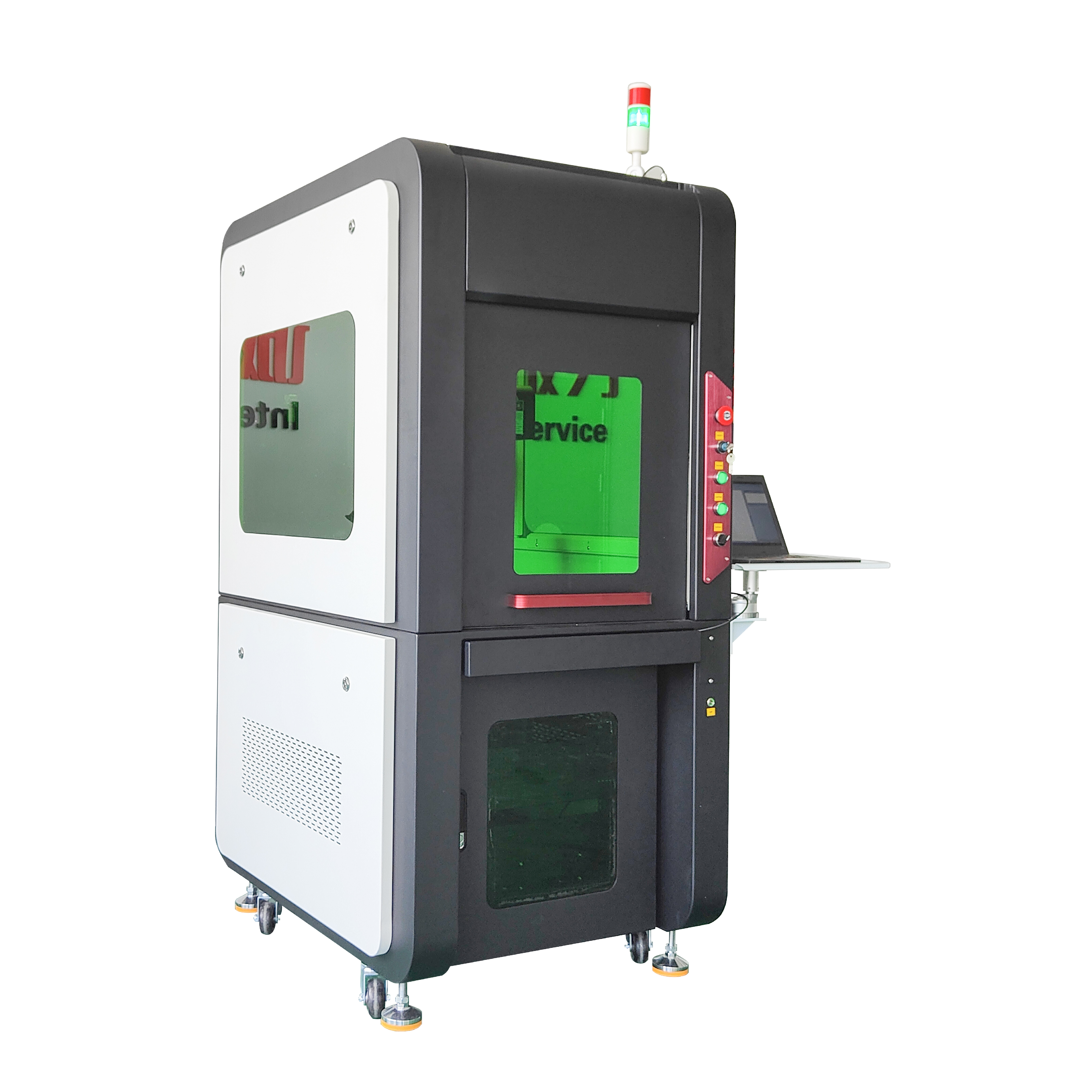 60W 100W 200W full sealed 3D fiber laser engraving machine, closed fiber laser marking machine