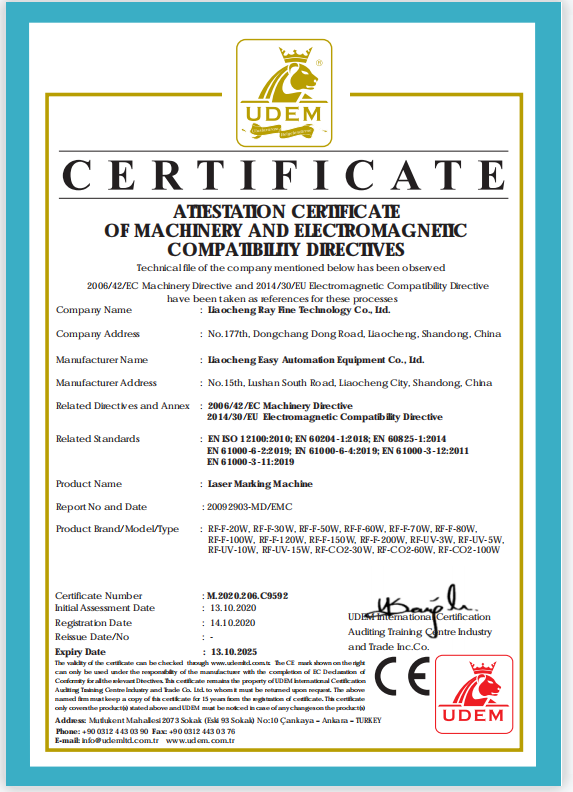Handheld Laser Welding Machine certificate