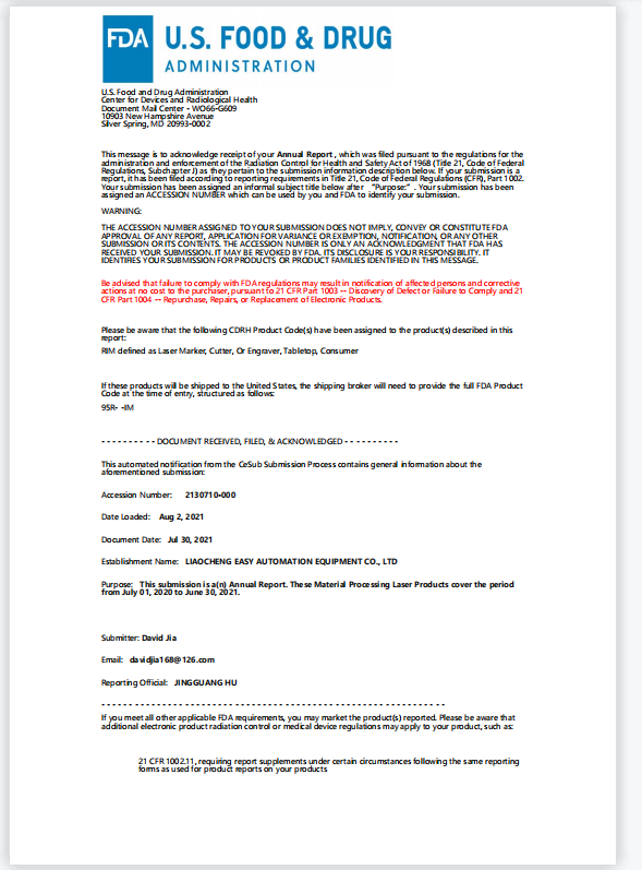 Handheld Laser Welding Machine certificate