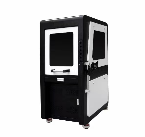 60W 100W 200W full sealed 3D fiber laser engraving machine, closed fiber laser marking machine