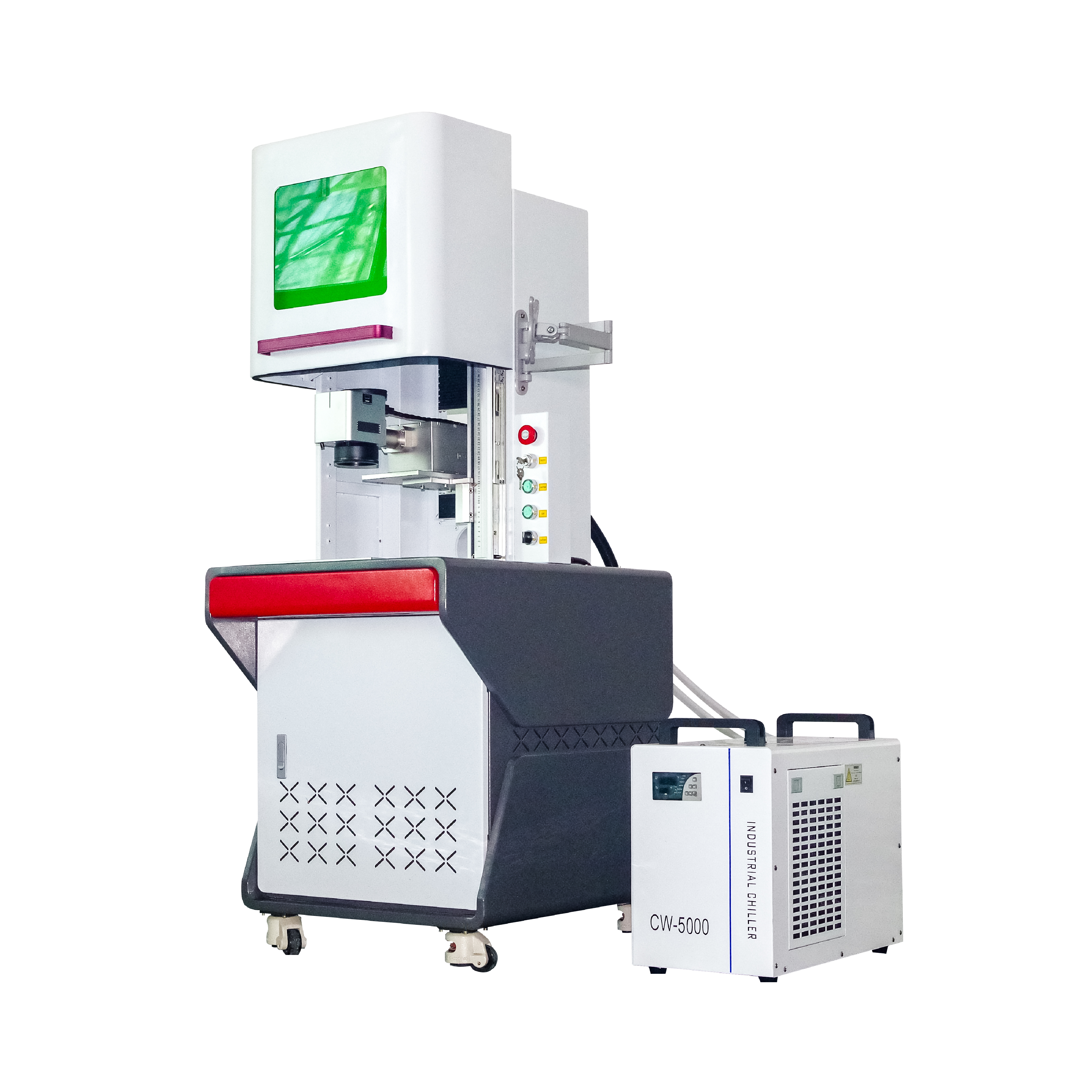 High precision enclosures closed 3w 5w 10w UV laser marking machine for PCB glass plastic metal with emergency stop button