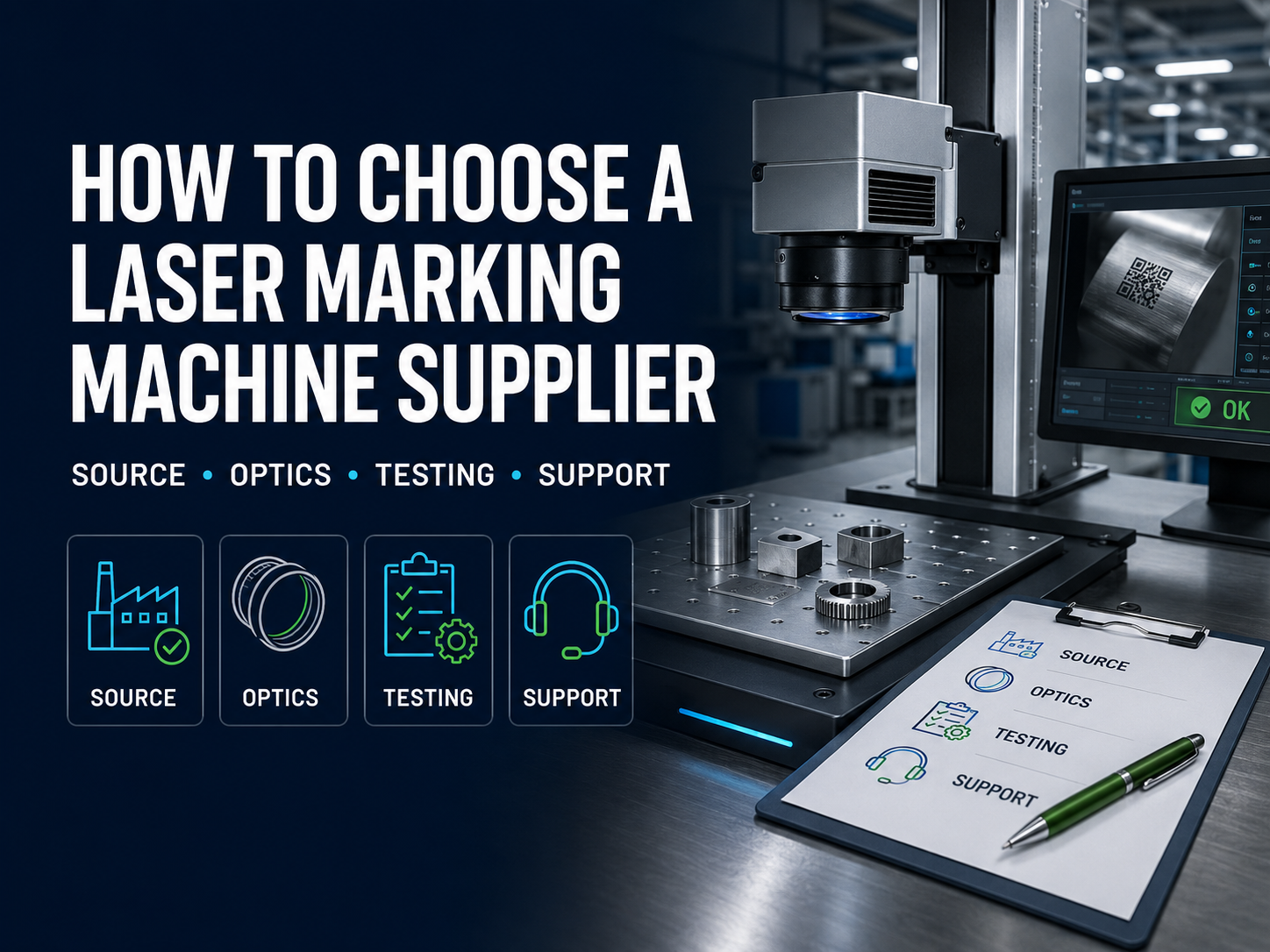 How to Choose a Laser Marking Machine Supplier: Source, Optics, Testing, and Support