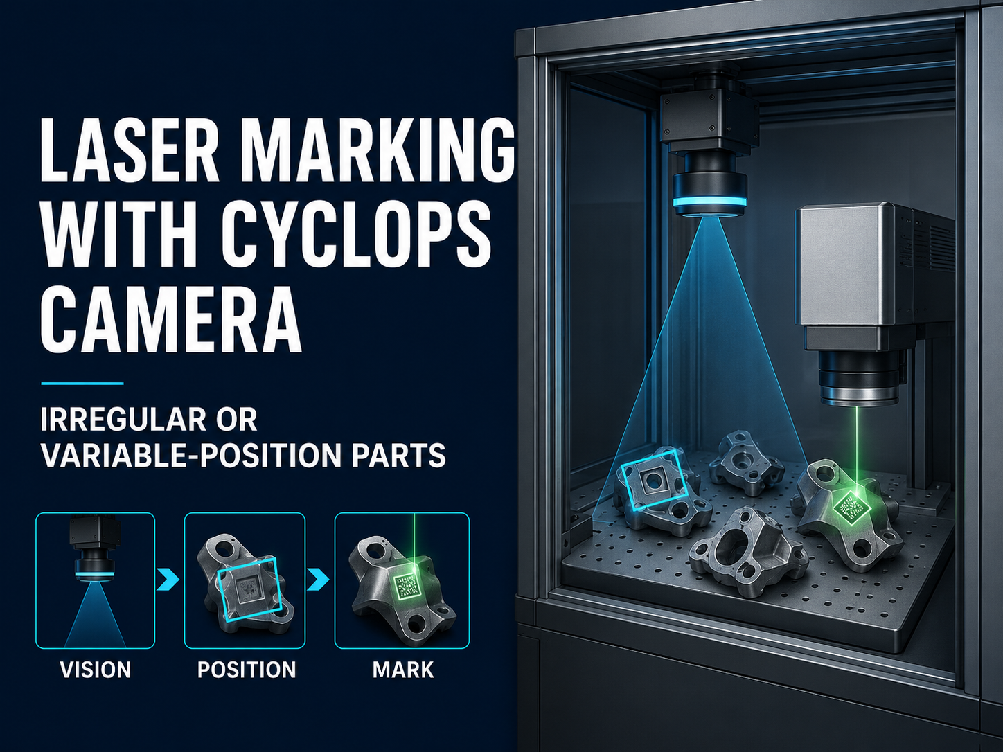 Laser Marking Machine with Cyclops Camera for Irregular or Variable-Position Parts