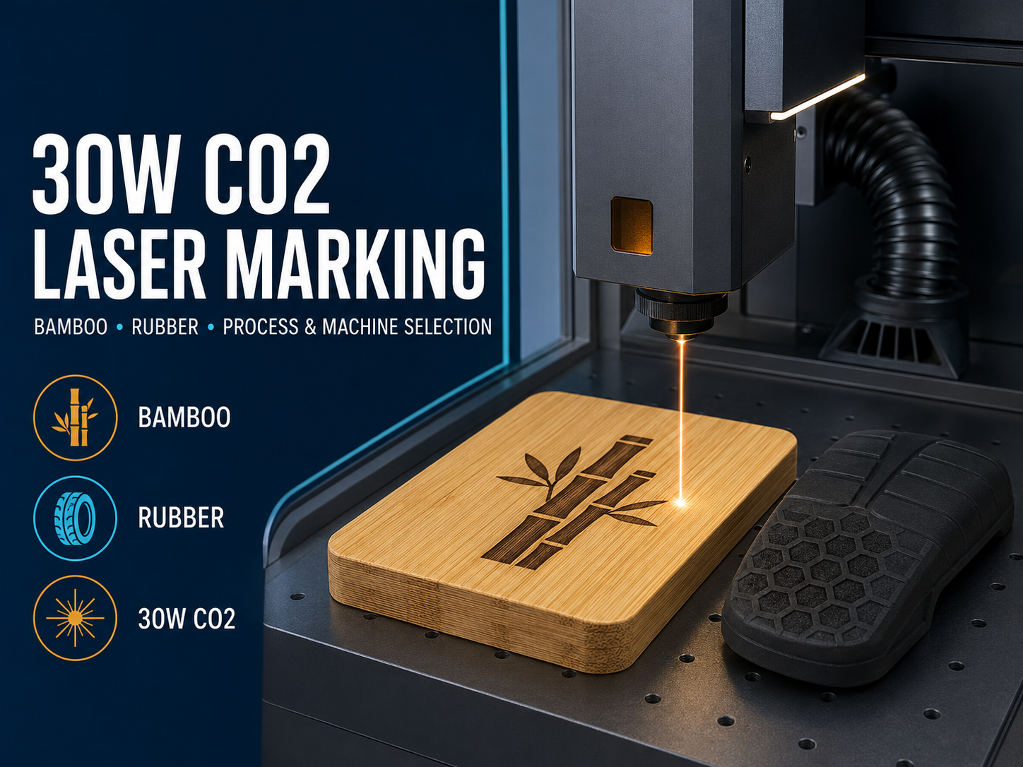 30W CO2 Laser Marking for Bamboo and Rubber: Process and Machine Selection