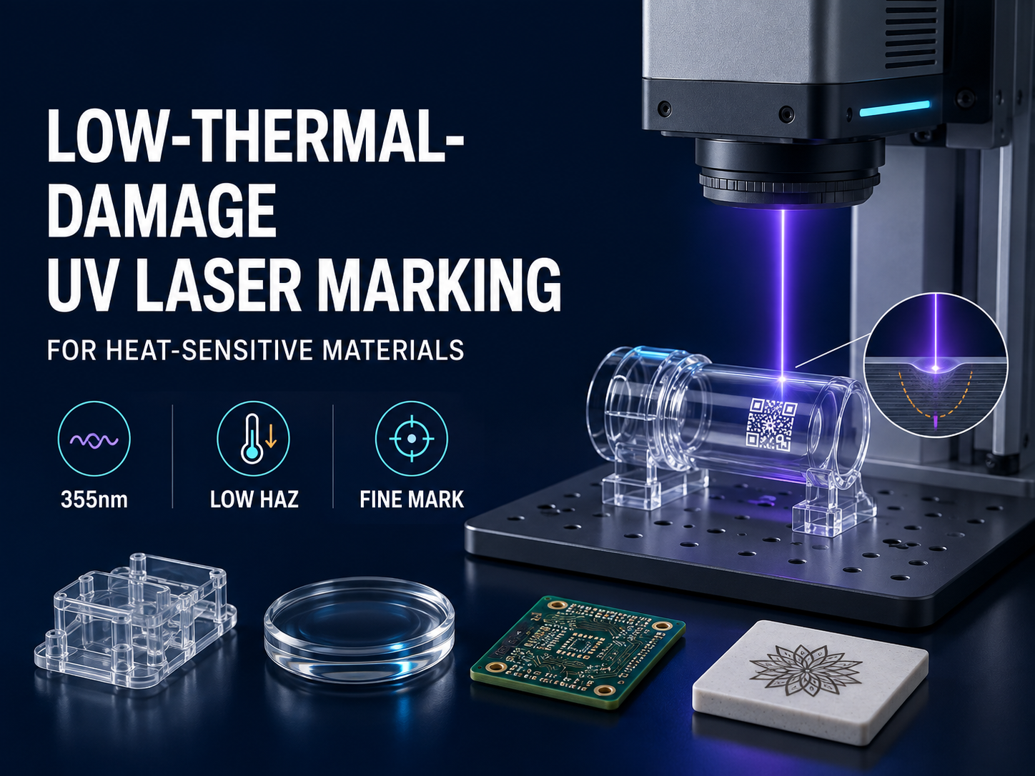 Low-Thermal-Damage UV Laser Marking for Heat-Sensitive Materials
